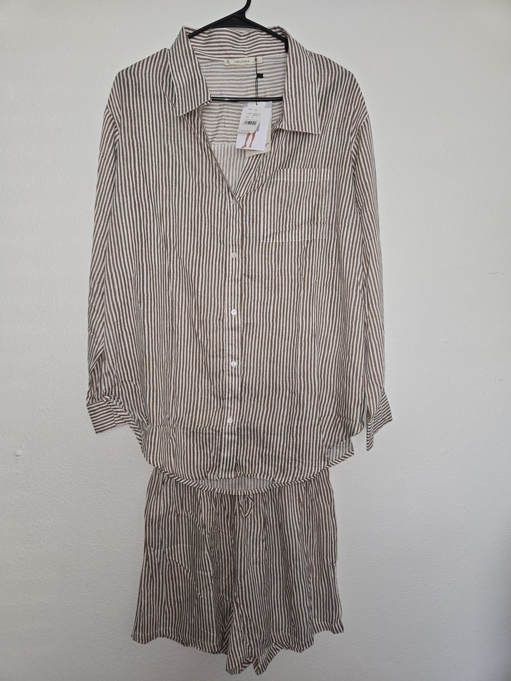 Salty Lemon 2 Piece Beachy Set Striped - Brown & White NWT
